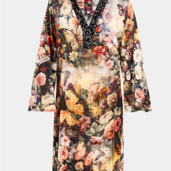 Johnny Was “Judith” sequin floral-print Shift Dress S - Picture 3 of 8